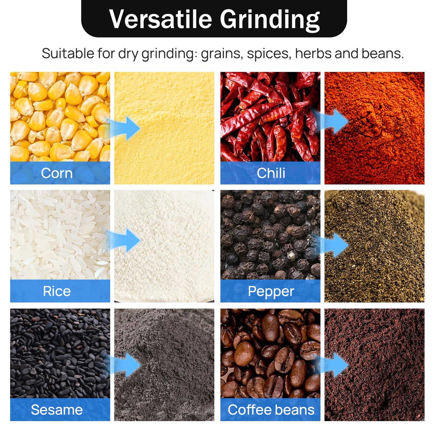 Grain Crusher, Small Household Grain Grinding Machine, Multi-functional Corn Grinder for Various Gra