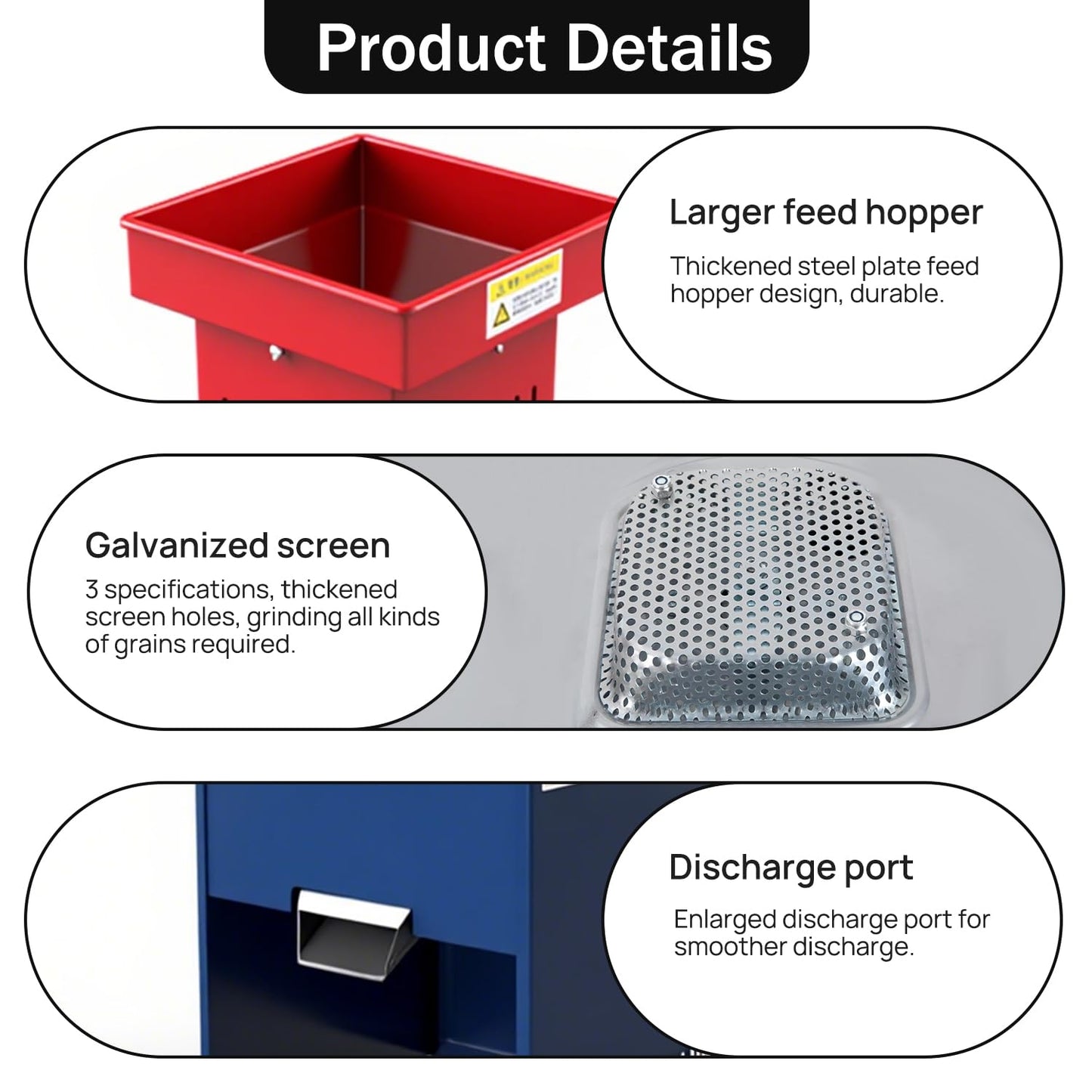 Grain Grinder 1000W – Small Household Corn Grinding Machine, Multifunctional Grain Crusher for Flour & Feed