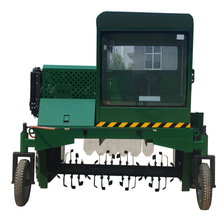M2000 Self-Propelled Wheel Compost Turner with Cabin, 2m Wide Small Composting Machine, 430m³/h