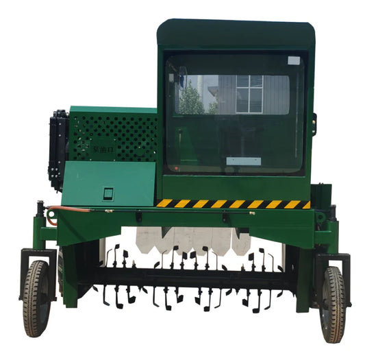 M2000 Self-Propelled Wheel Compost Turner with Cabin, 2m Wide Small Composting Machine, 430m³/h