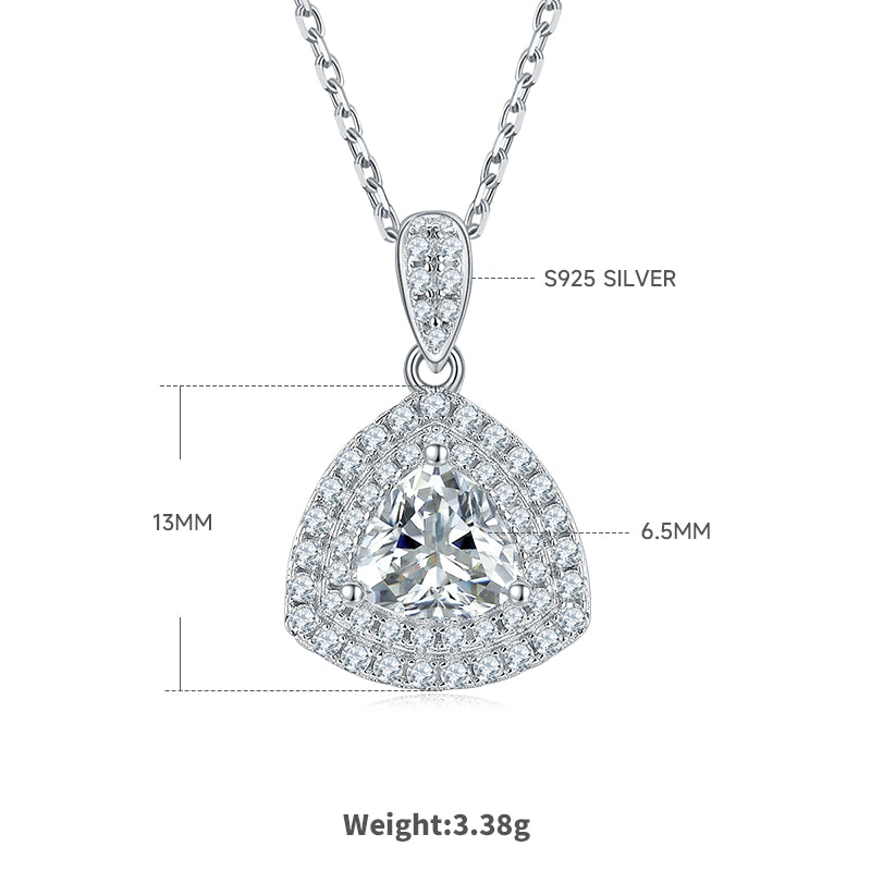 S925 plata con baño de platino, juego de colgante y pendientes de moissanita