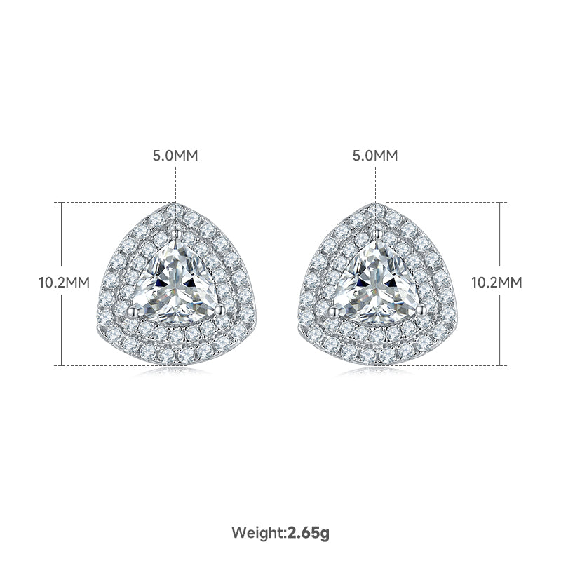 S925 plata con baño de platino, juego de colgante y pendientes de moissanita