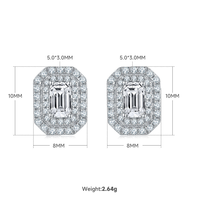 S925 plata con baño de platino, juego de colgante y pendientes de moissanita