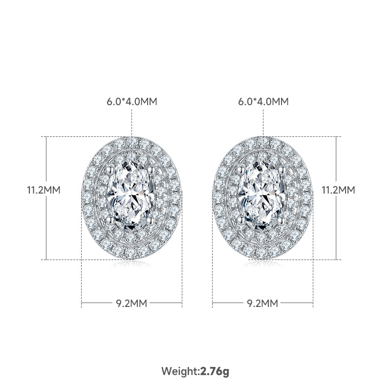 S925 plata con baño de platino, juego de colgante y pendientes de moissanita